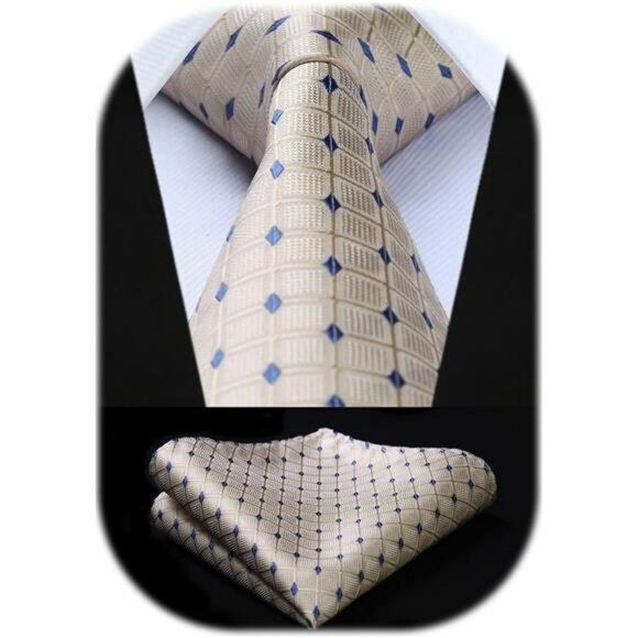 Other - Plaid Tie and Pocket Square Set for Men Formal Wedding Business Necktie